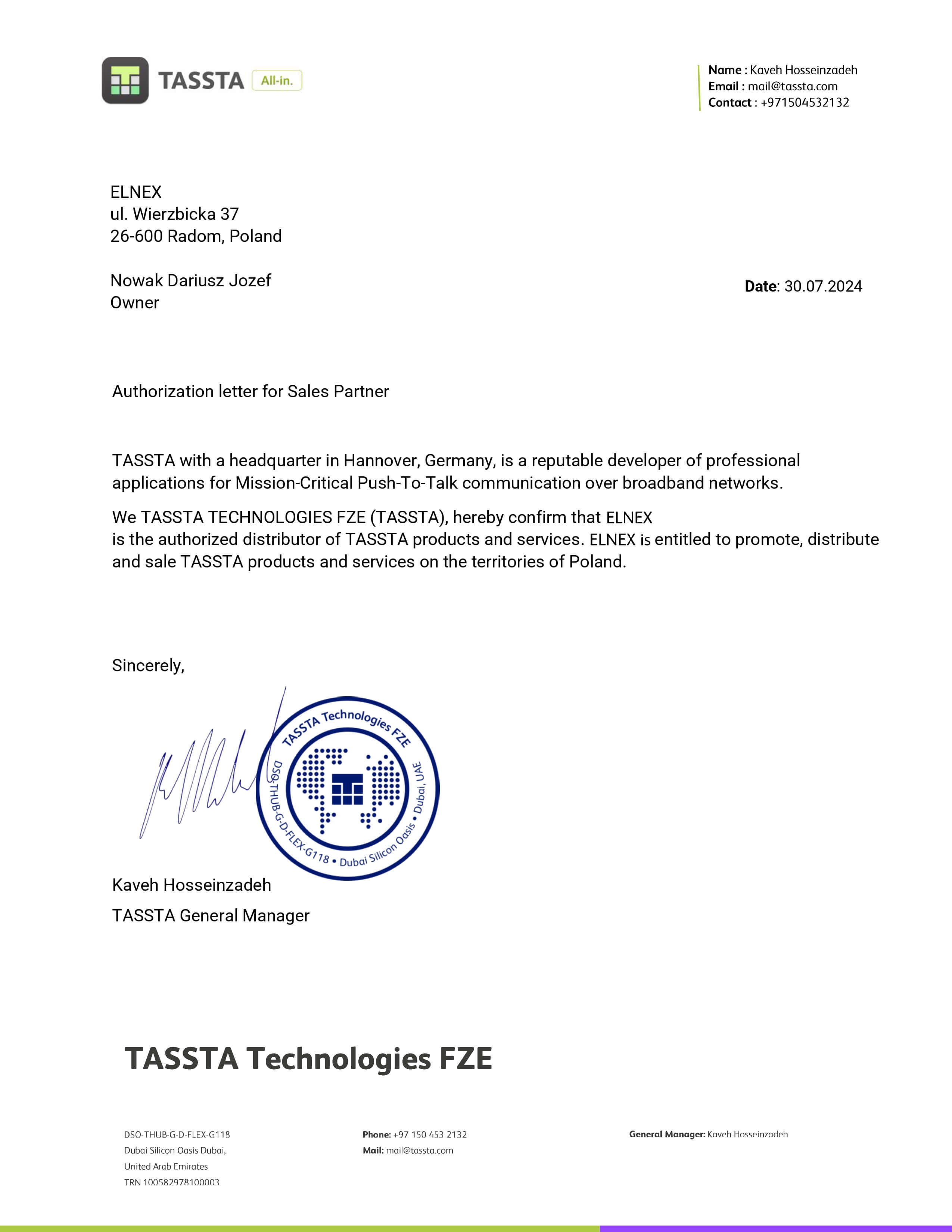 TASSTA GmbH aytoryzowany dystrybutor 