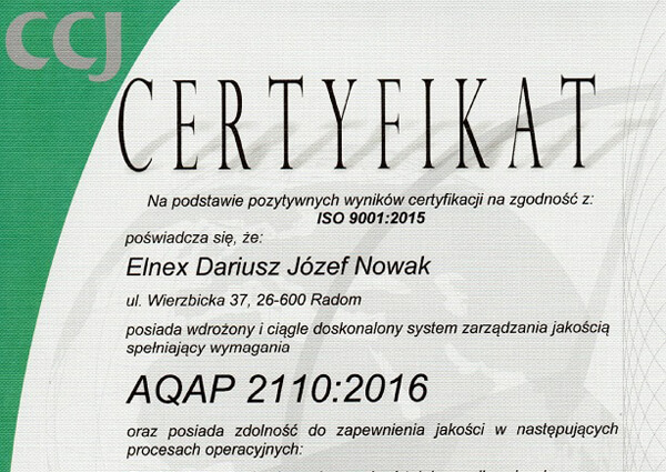 Elnex certyfikaty wojskowe