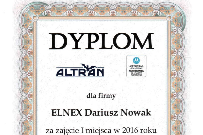 ELNEX liderem sprzedaży sprzętu radiokomunikacyjnego Motorola Solutions w 2016 r.