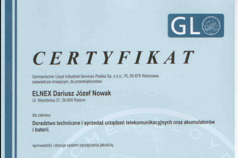 Firma Elnex uzyskuje certyfikat jakości ISO 9001:2008 
