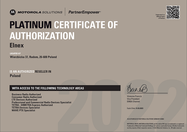 Motorola Platynowy reseller 2022
